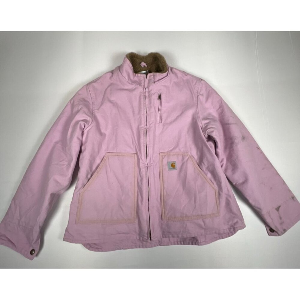 Carhartt WJ022 FPL Women XL Pink Sierra Sherpa Lined Duck Canvas Jacket Workwear